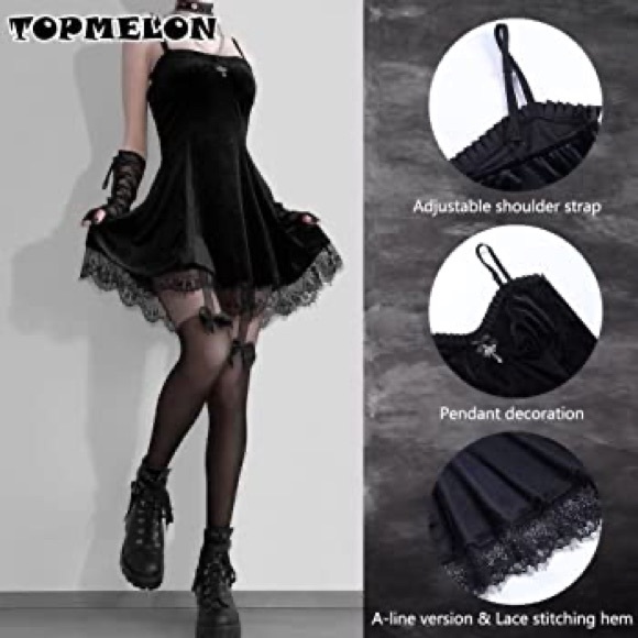 TOPMELON Black Goth Emo Cross Dress - Picture 3 of 3
